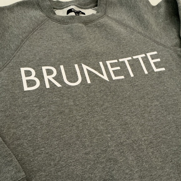 Brunette The Label Sweaters - Brunette The Label Gray Crewneck Sweatshirt with White Logo